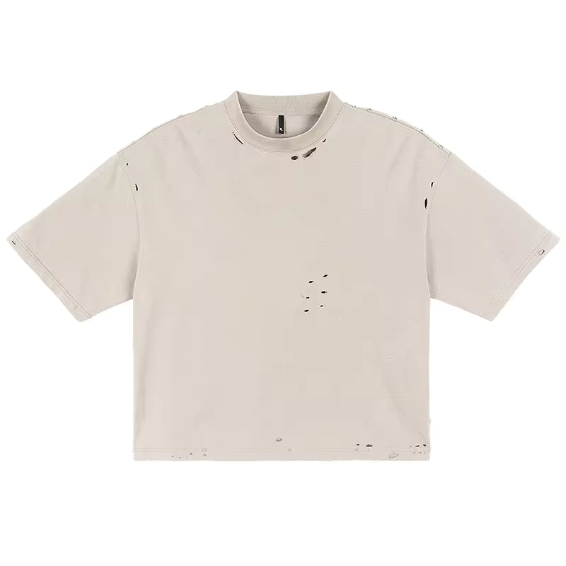Acid Washed Cotton Cropped T-Shirt