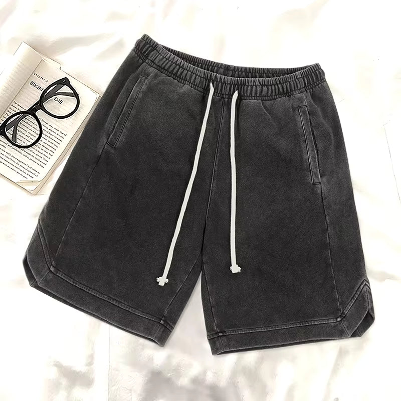 Short décontracté en coton lavé pour hommes