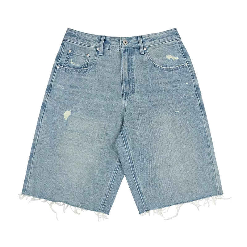 Knee Length Cargo Denim Shorts